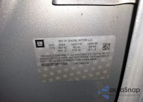 2017 Chevrolet Malibu 1Lt из США, поврежденный, VIN 1G1ZE5ST1HF177848